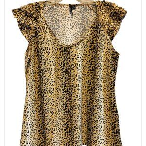 Essentials by Milano Animal Print Cap Sleeve Women’s Casual Top Size XL